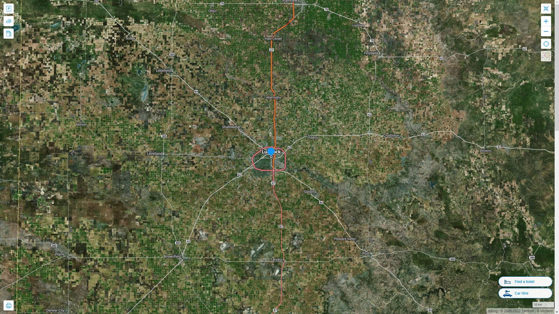 Lubbock Texas Highway and Road Map with Satellite View